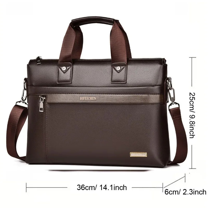 High Quality Business Men Briefcase Bag PU Leather Shoulder Messenger Bags Office Handbag A4 Document Laptop Bag 241225