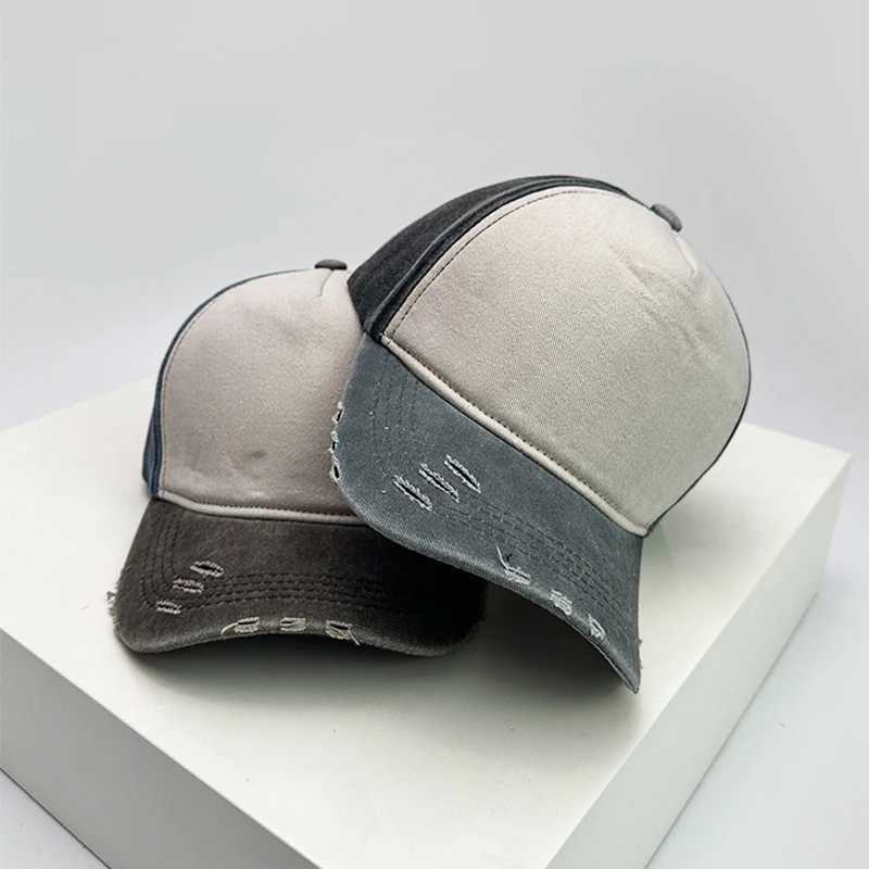 Retro colored solid baseball cap with breathable and broken style paradigm new unisex sun hat personalized pea hat fashionable and casual W241225