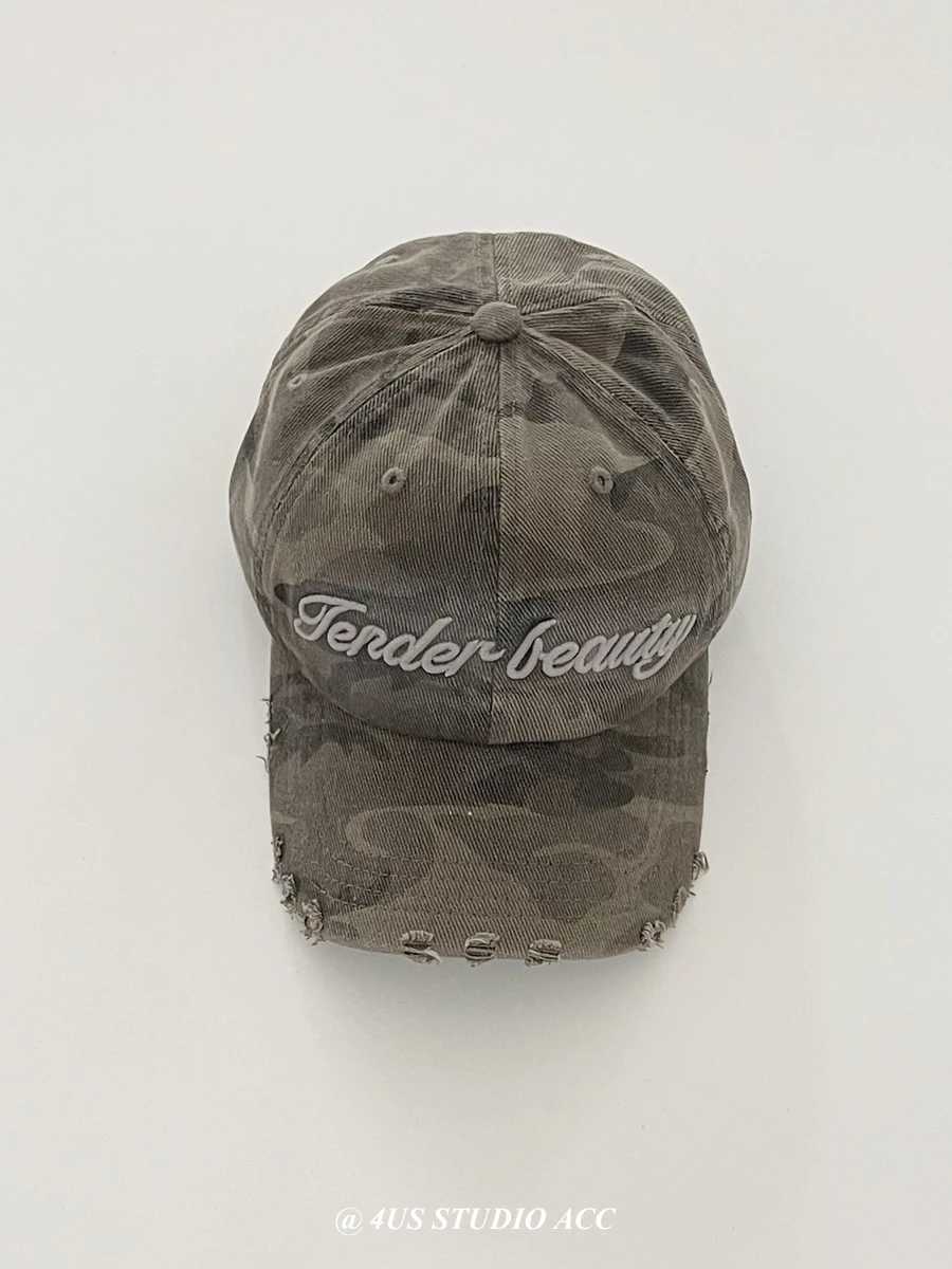 Korean style camouflage embroidered baseball cap womens street fashion brand soft top sun hat mens foot cap W241225