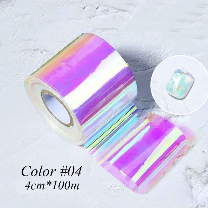 100m Aurora Nail Cellophane Foil Film Laser Clear Nail Glass Paper Korean Ice Cube Effect Nail Manicure Decoration Sticker Tool 241225