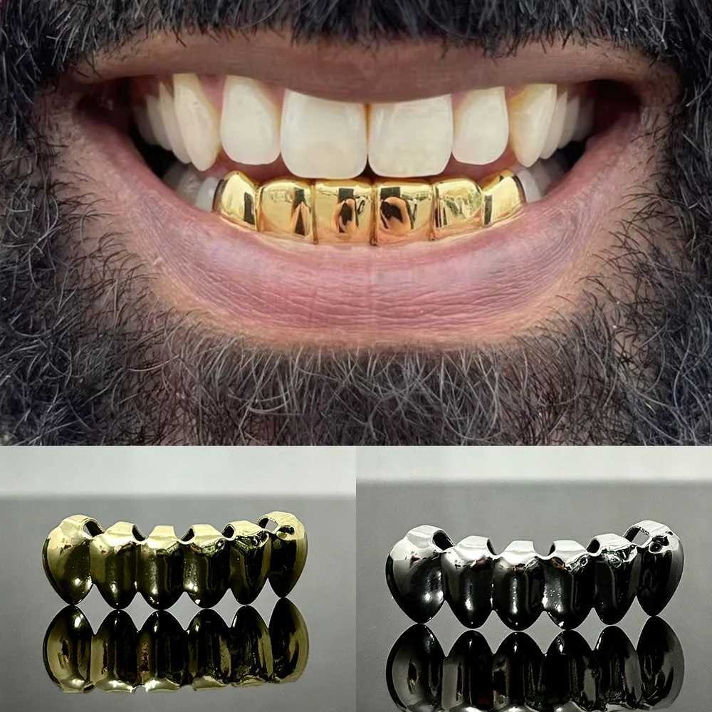 RACHELZ Classic 6 Bottom Teeth Grillz Braces Hip Hop Gold Silver Color Tooth Cs For Women Men Glossy Dental Grills JewelryXJ241225