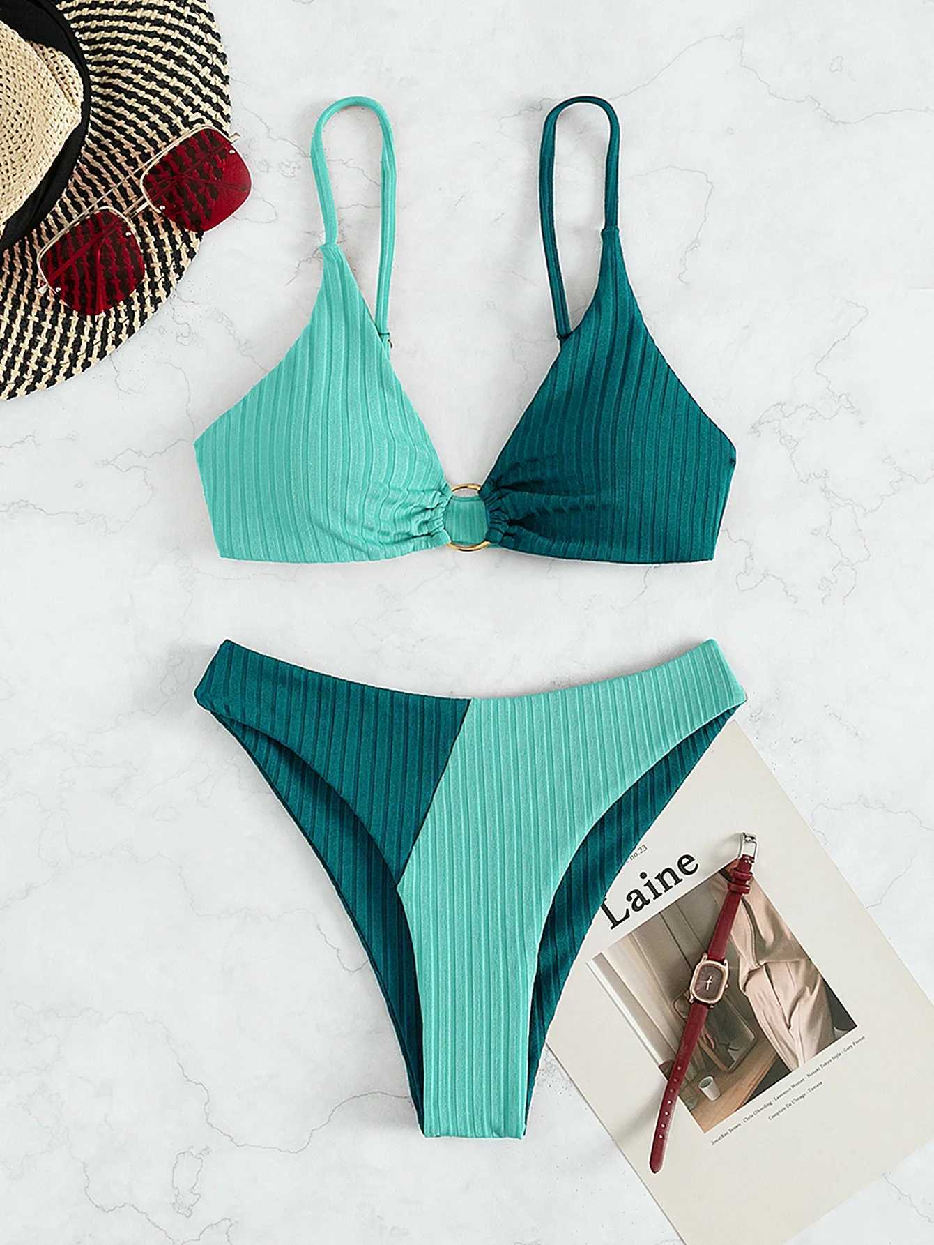2024 sexy bikini womens swimsuit push waist swimsuit high cut swimsuit push beach bikini set womens BiquiniW241225