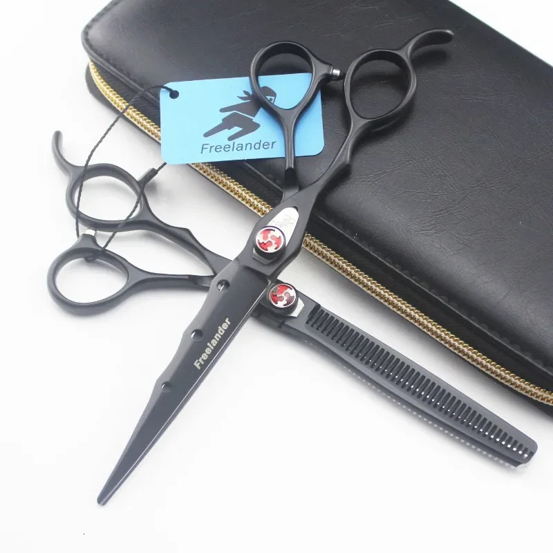 Professional Japan 440c Left Hand 7 Inch Cut Hair Scissors Cutting Barber Haircut Thinning Shears Hairdressing Scissors with Bag 241225