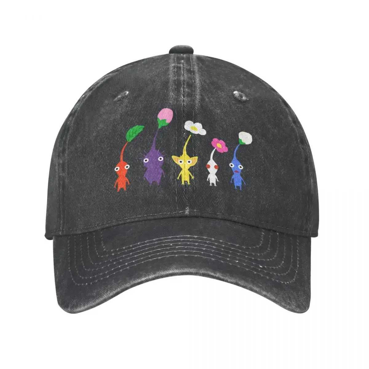 Cute pattern blue dad hat Pikmin game cowboy hat pea hat female sun hat family snapshot hat W241225