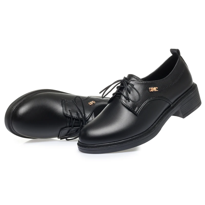AIYUQI Women Shoes Anti Slip Spring Large Size Mom Shoes Women Genuine Leather British-style Lace-up Women's Shoes