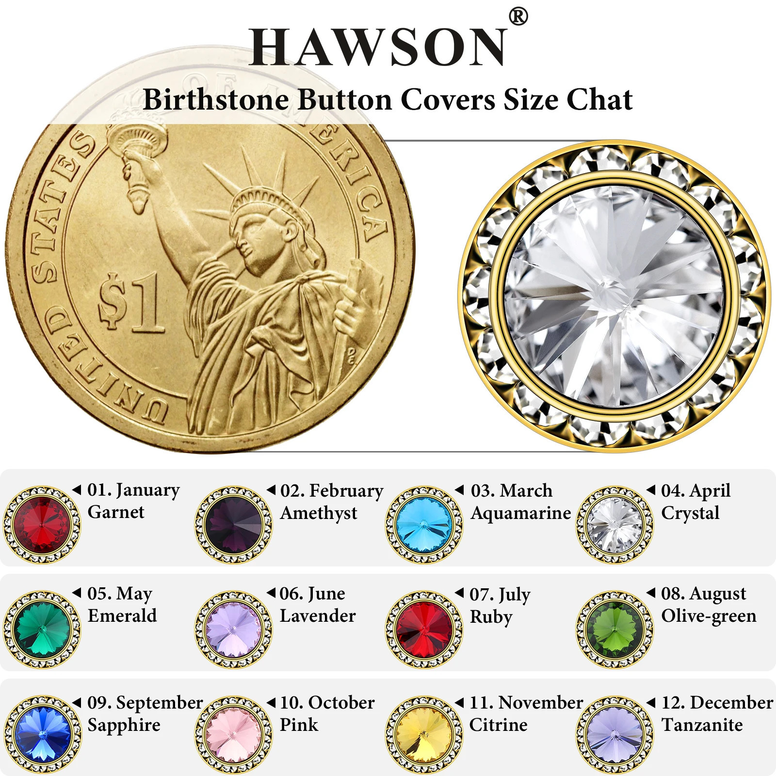 HAWSON Crystal Button Cover Cufflinks for Mens or Womens Shirtgroomsman Jewelry or Accessorieshigh-quality clothing buttons 241225ww