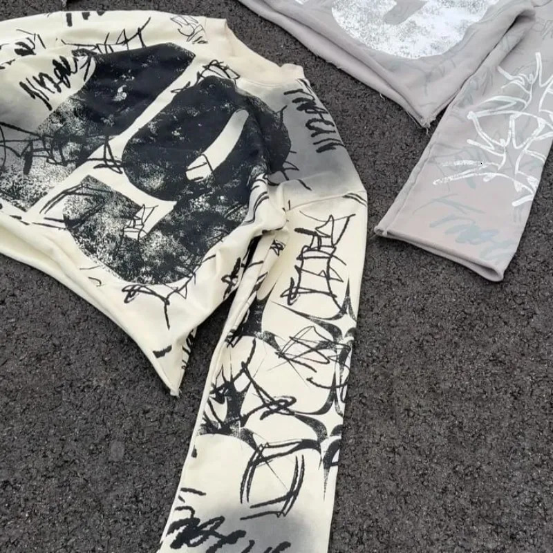 Y2K Men T Shirts vintage Print Graphic gothic Long Sleeves Harajuku Oversized T Shirt Fashion Hip hop Punk Casual Streetwear top 241224