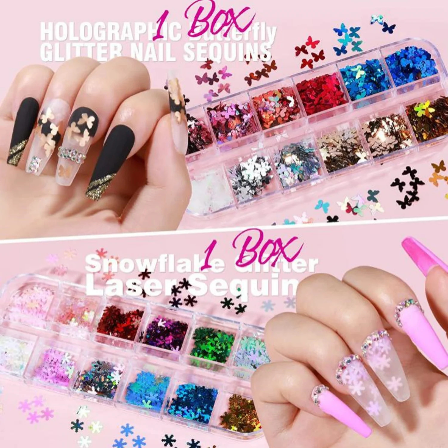 3D Laser Nail Art Stickers Nail Art Decoration Flowers Stars Love Decals Stickers Supplies Accessories 241225