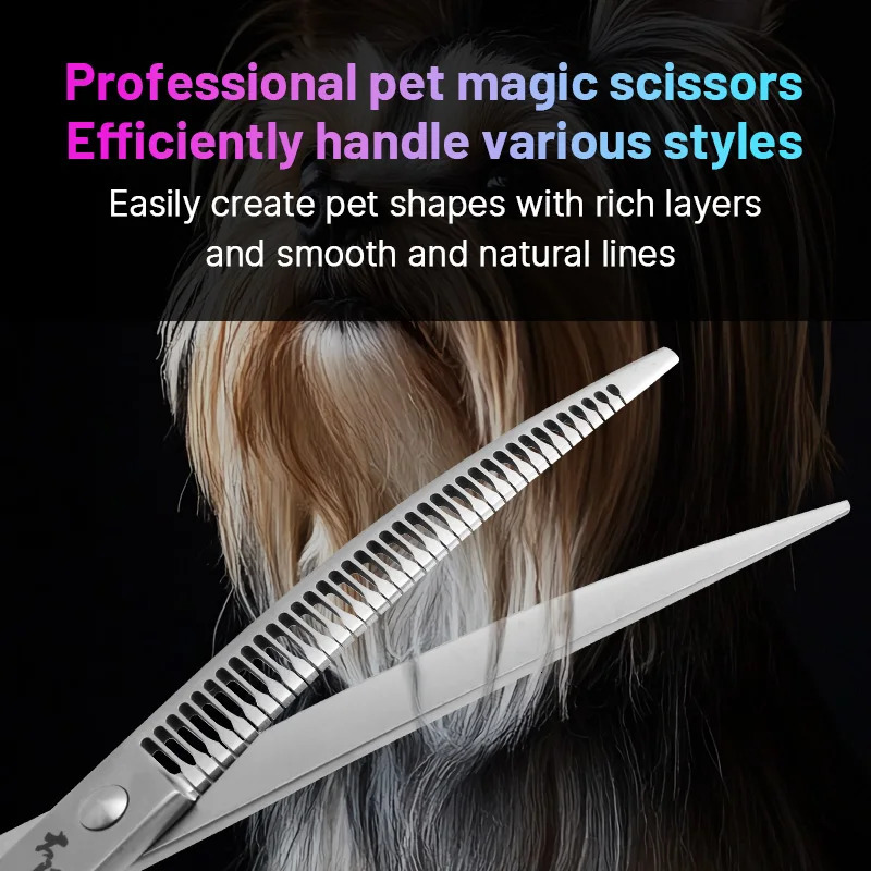 Fenice High-end 7 Inch JP440C Steel Pet Grooming Magic Scissors Trimming Pet Hairdressing Dog Grooming Curved Shears 70% rate 241225