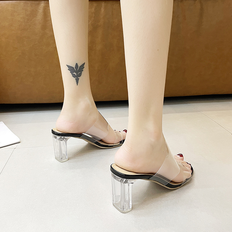 One Line Ddmywed Transparent For Women S Summer New Fashionable Fairy Style Crystal Sandals With High Heels Chinese Brand Shoes F Ddmysaturn