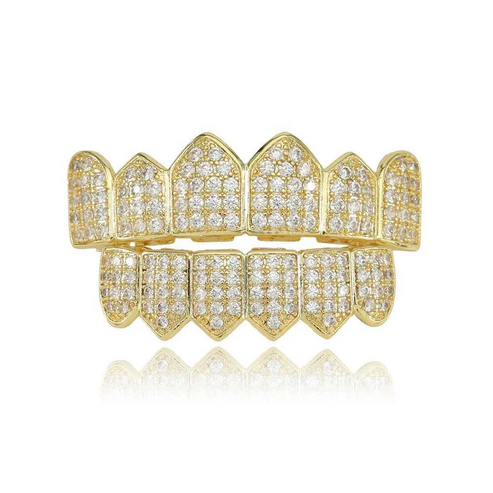 1set Hip Hop d Out Teeth Grillz Gold Plated Dental Grills Rock Tooth Grillz Cs Crystal Teeth Cs Halloween Vampire ToothXJ241225