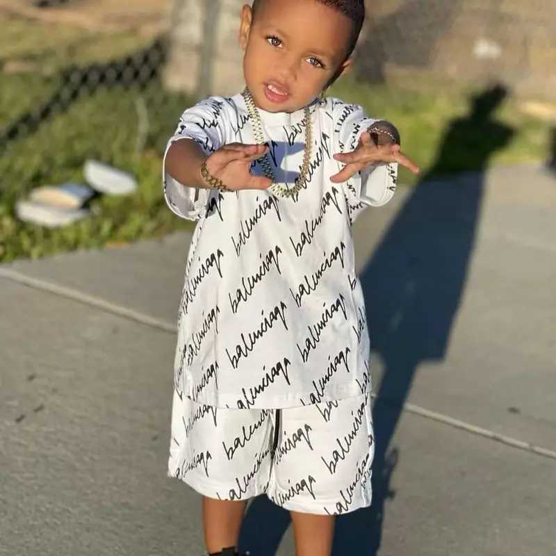 Clothing Sets 1-6 year old baby boy summer short sleeved T-shirt+shorts 2 pieces/set casual clothing for young children and boys loose 2023Y241225229H