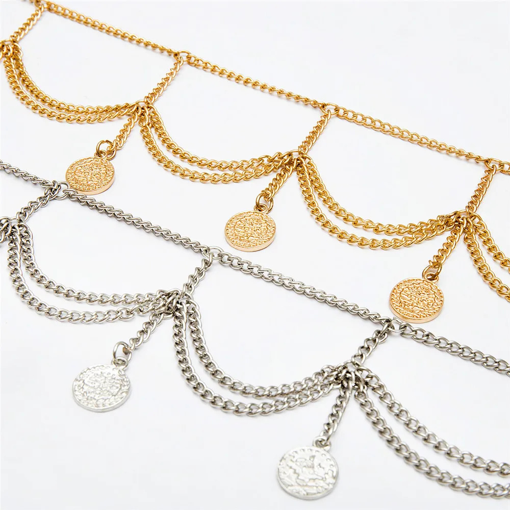 MAA-OE Bohemia Multi-level Gold-plate Coin Pendant Waist Chain For Women Jewelrys Belt Body Chains Party Gift Jewelry 241225