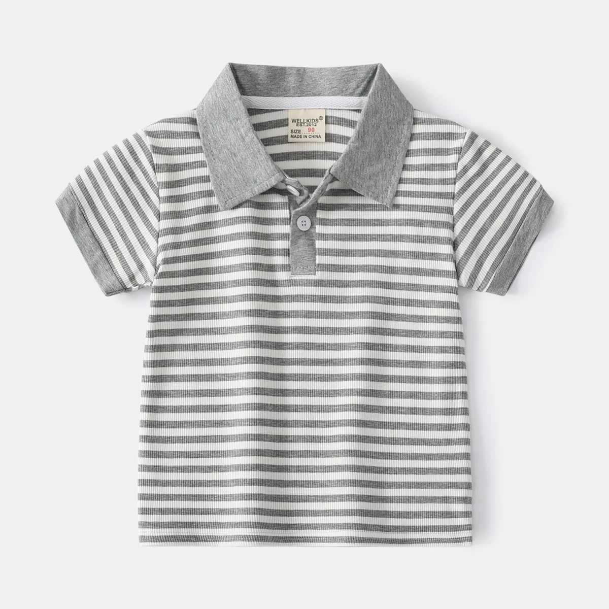 Summer Boys Short Sleeve Casual Breathable Cotton T-shirt Kids Contrast Color Striped Polo Shirt Top 3-8 Years Optional 3 ColorsXJ241225