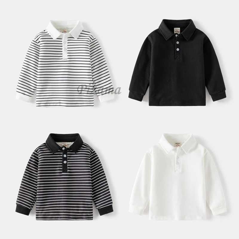 Boys Polo Shirts 2024 Spring Autumn Polo Kids Long Sleeve Tops for Boy Color Striped Children Sweatshirts Teenager Tees ClothesXJ241225