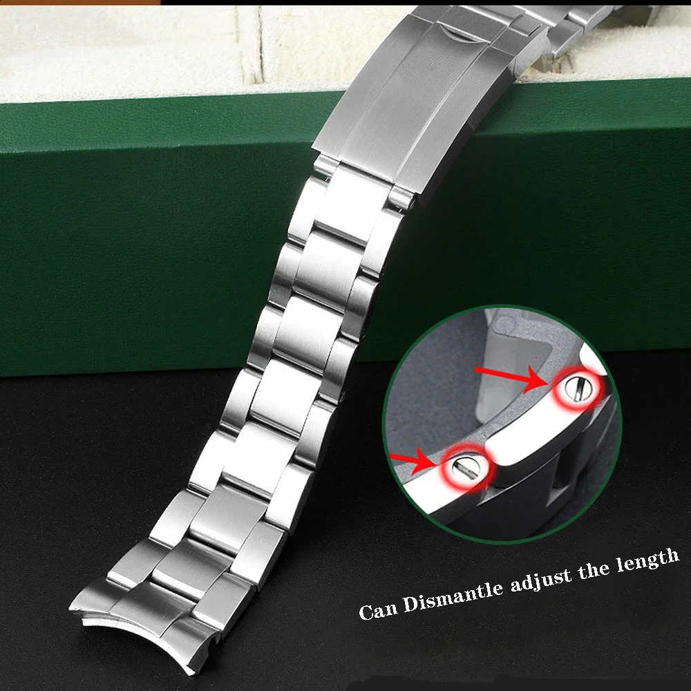 For Men Folding Clasp Watch Strap Solid Stainless Steel Watch Bracelet 20mm 21mm 241224