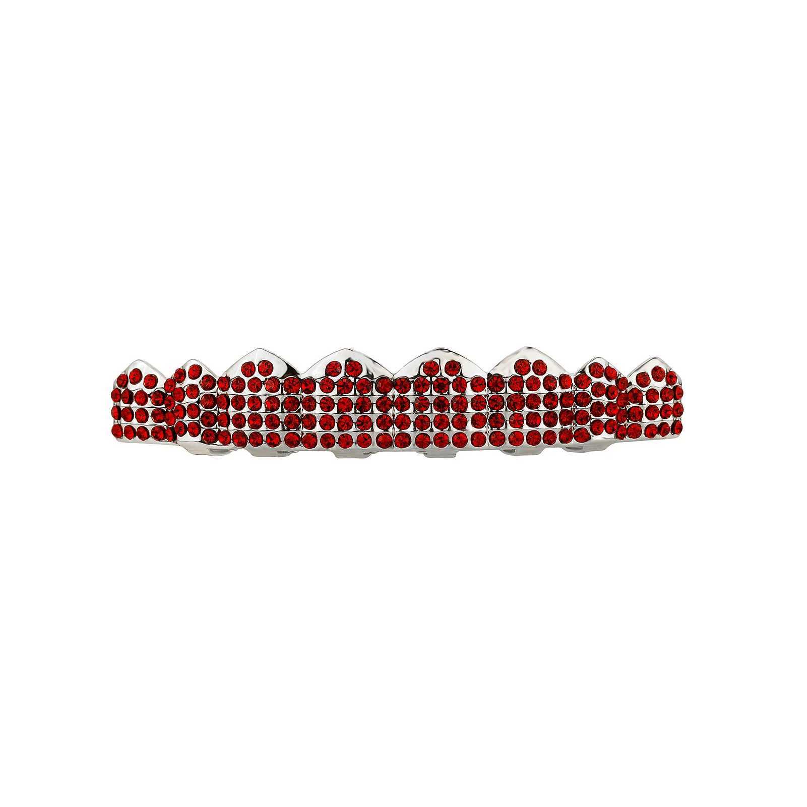 Hip Hop Teeth Grillz d Out Micro Pave Cubic Green Red Zircon Top Bottom Charm Grills Set For Men Women JewelryXJ241225