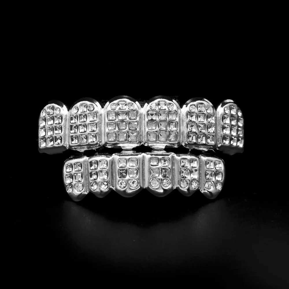 Rock Bling Teeth Grillz Top Bootom Dental Mouth Punk Teeth Cs Cosplay Party Tooth Rper Hip Hop Jewelry TG007XJ241225