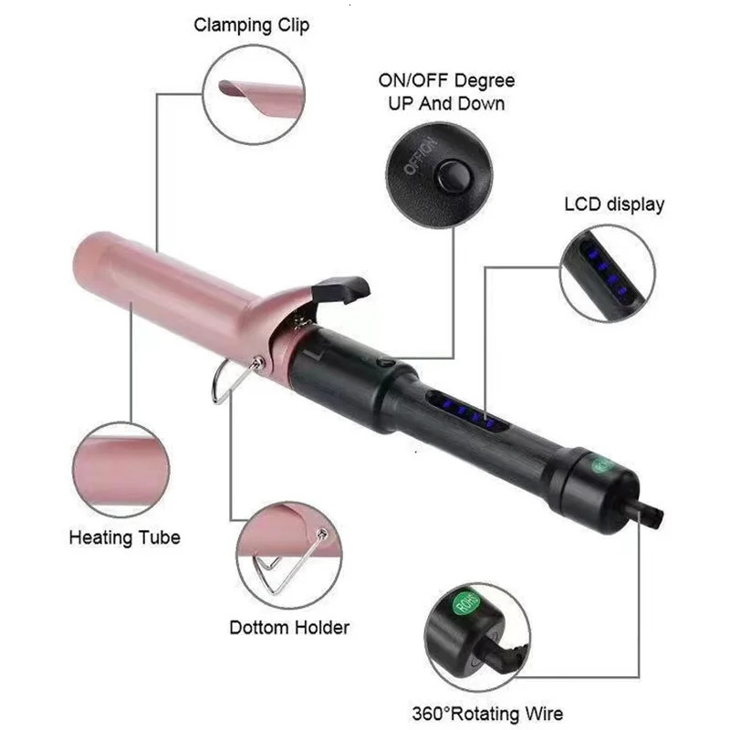25mm Hair Curling Iron 1 Inch Professional Hair Curling Tourmaline Coating Barrel Hair Curler LCD Display with 9 Heat Setting 241225
