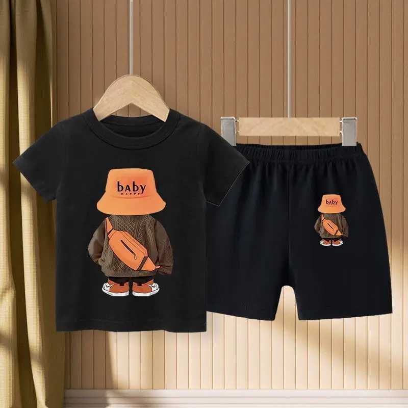 Clothing Sets Summer Baby Girls Clothes Set Cartoon Bear Printed T-Shirts And Shorts 2 Pieces Suit Kid Casual Top Bottom Outfits TracksuitsY24122538N1