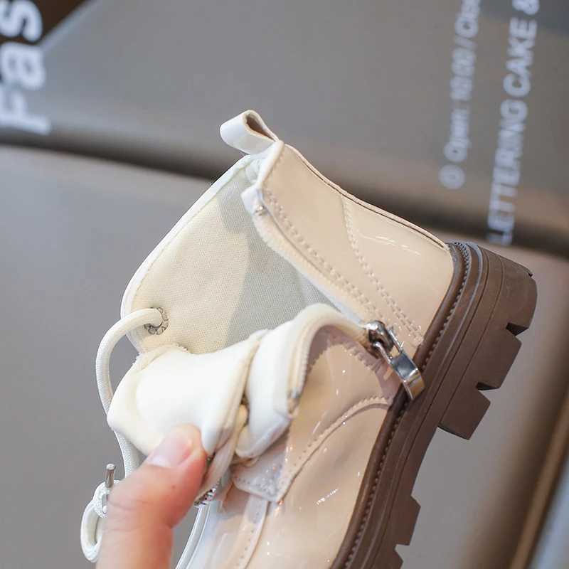 Athletic Outdoor 2-18 Years Old Girls Padded Martin Boots Fall Winter New Beige Flowers Girls Cotton Shoes Black Fashion Children Boots Shoes H241223