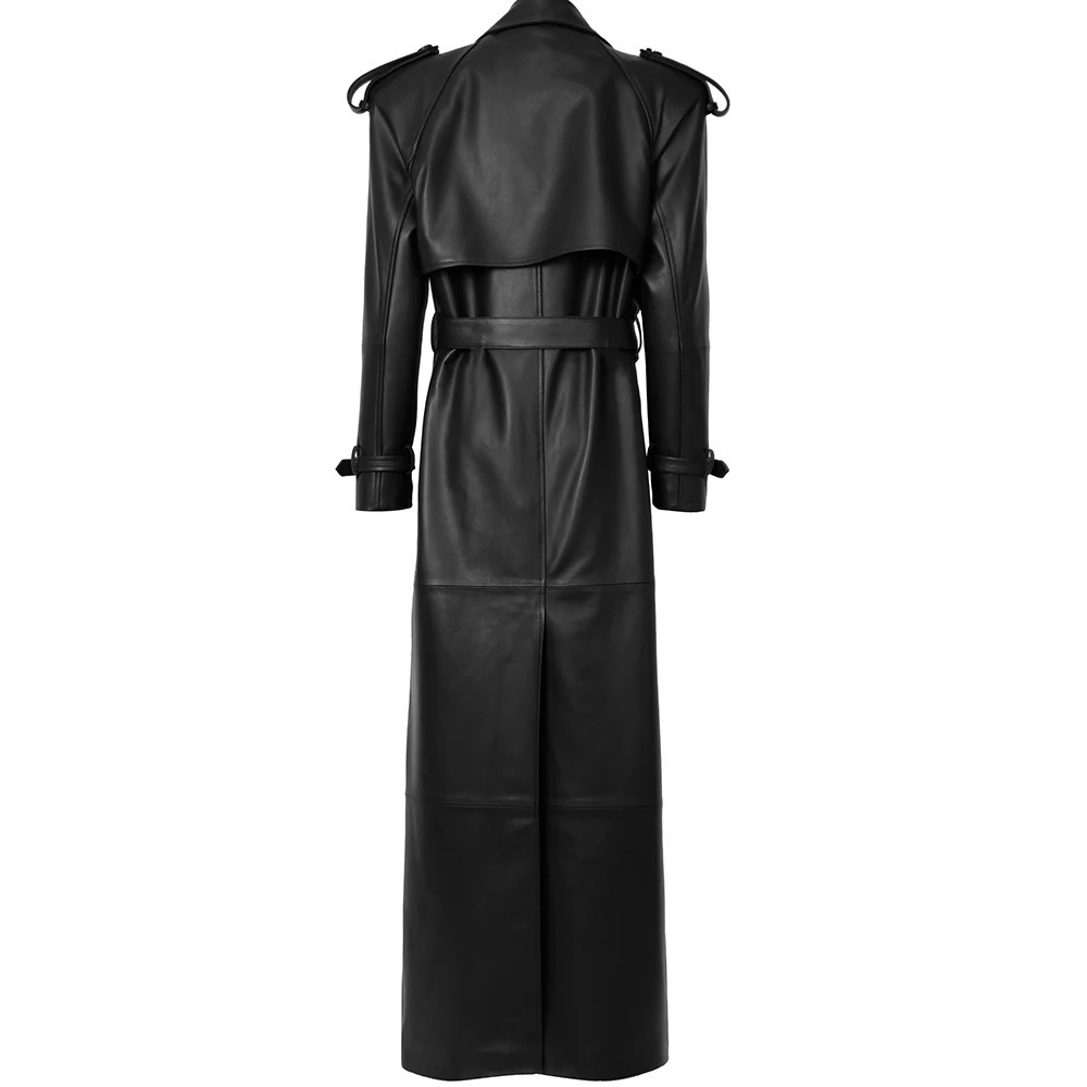 YOLOAgain 2024 Autumn 150cm Length Long Real Leather Trench Coat Women High Quality Genuine Jacket Female Streetwear 241225