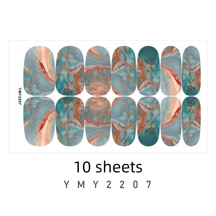 10sheets/pack Marble Pattern Nail Stickers Perfect n Peelable Lasting High Quality Polychromatic Manicure Easy To Use Nail 241225