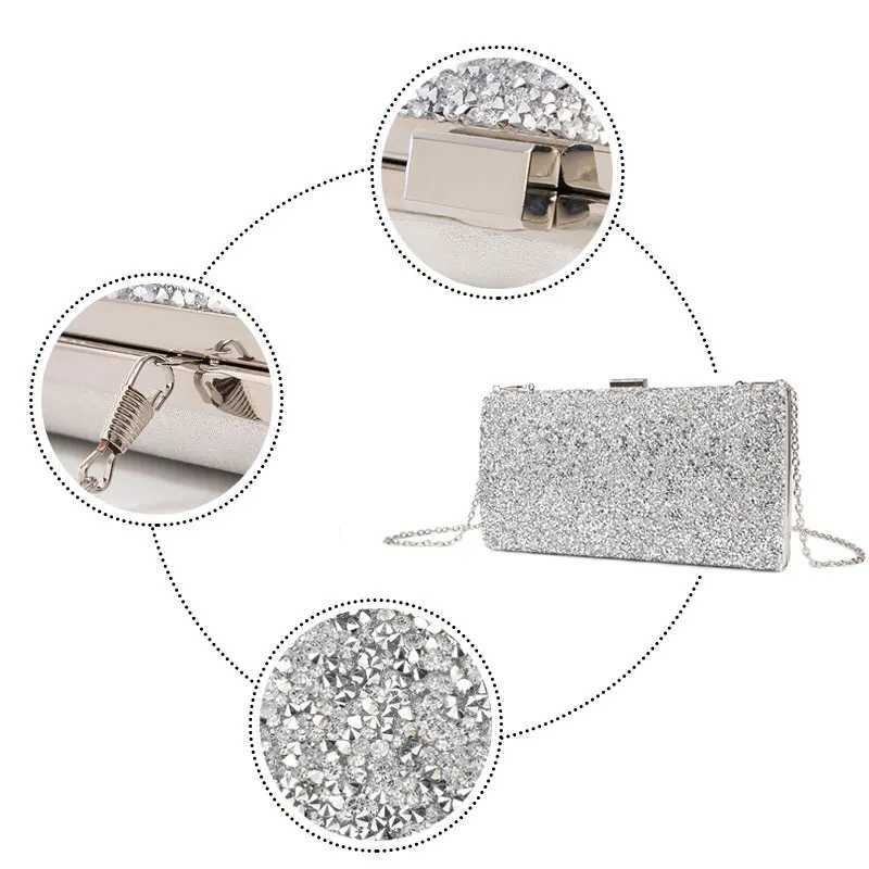High Quality Womens Evening Bag Womens Diamond Water Diamond Clutch Crystal Day Clutch Wallet Wedding Wallet Party Black/Gold/Silver T241225