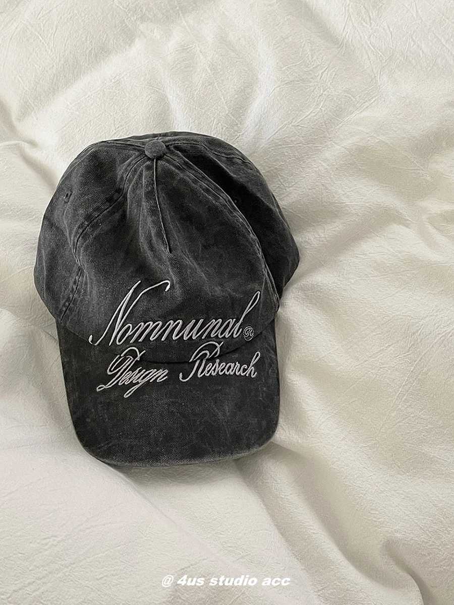 Street Tide Brand Washed Embroidered Letter Toe Hat Womens Soft Top Big Head Ring Baseball Hat W241225
