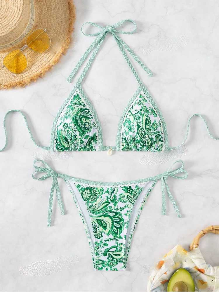 OIINAA swimsuit womens floral print sexy bikini set lace beachwear camisole swimsuit summer two-piece swimsuit Biquinis swimsuitW241225