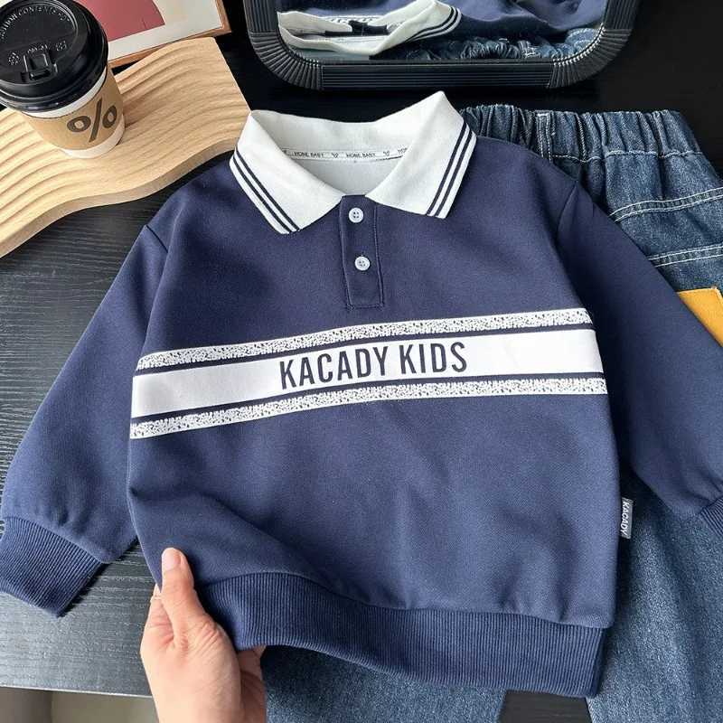 Boys Polo Shirts Spring Autumn 2025 Sweatshirts for Kids Long Sleeve Children Pullovers School Uniform Toddler Shirts Baby TeesXJ241225