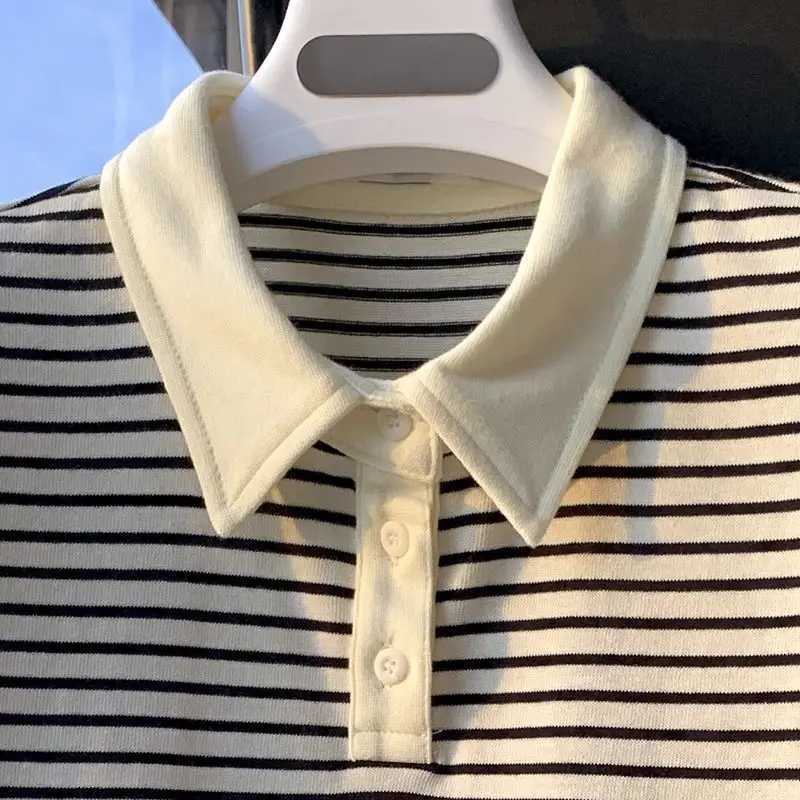 Fashion Simple Casual Versatile Men Polo Shirts Summer New Short Sleeve Lapel Button Contrasting Striped Slim Breathable TopsXJ241225