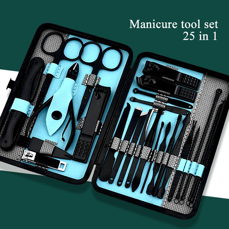Manicure Set 10/15/25 pcs Full Function Set Professional Stainless Steel Pedicure Sets Nail Clipper With Portable Case Idea Gift 241225