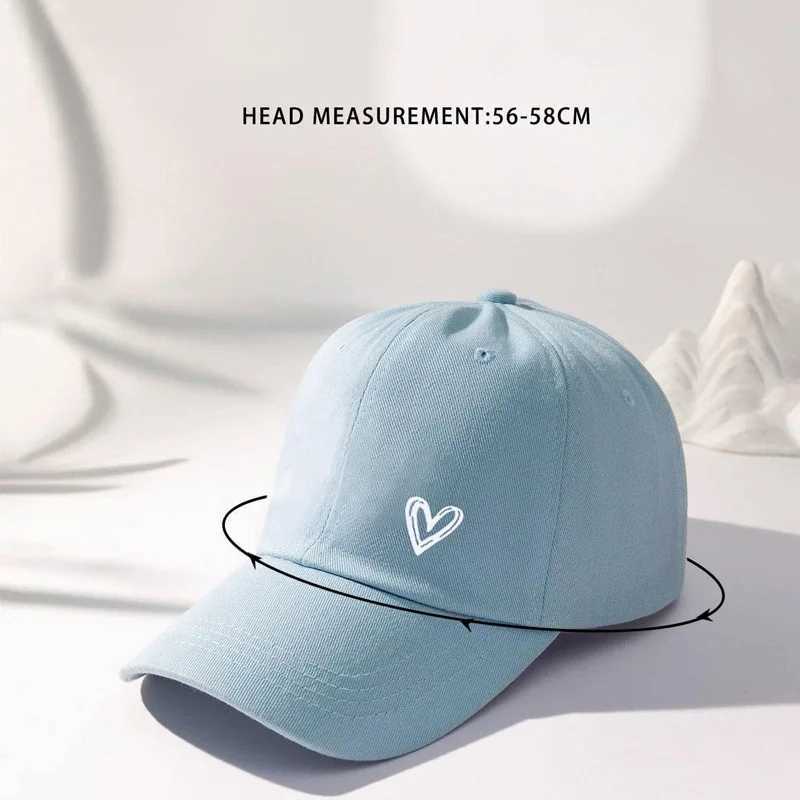 Couple Love Heart Print Baseball Hat Solid Color Cotton Peaked Hat Korean Womens Adjustable Sun Sunshade Hat Couple Love Heart Prin W241225