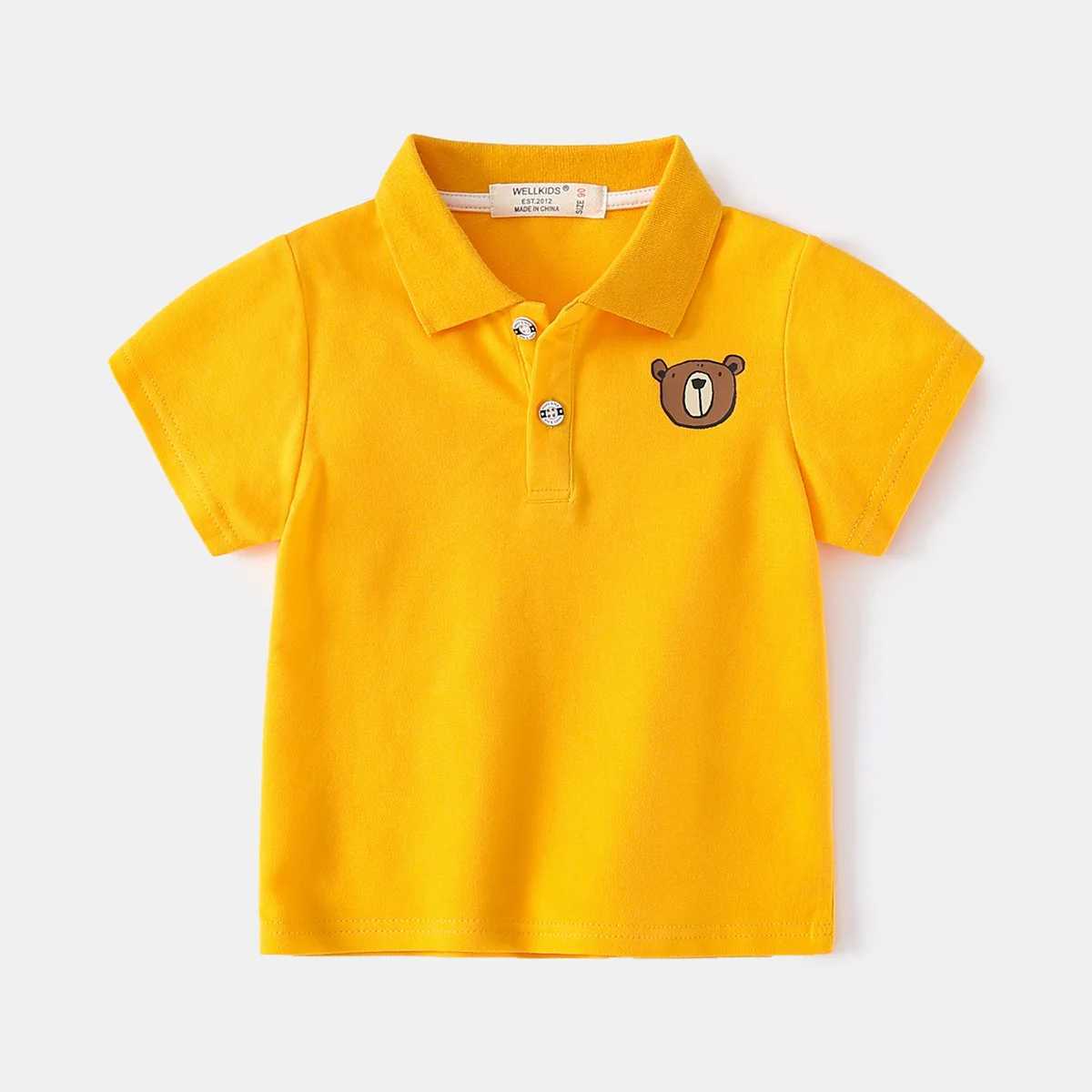 Summer Boys Short Sleeve Casual Breathable Cotton Printed T-shirt Kids Contrast Color Polo Shirt Top 3-8 Years 4 ColorsXJ241225