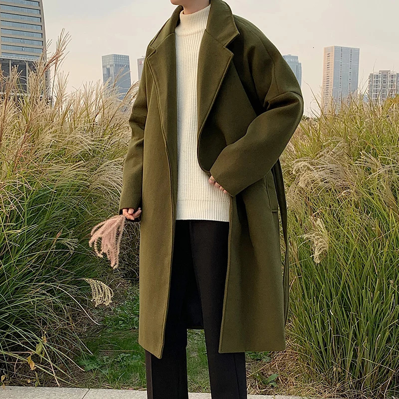 Wool Coats Men Solid Chic Trendy Loose Casual Harajuku Korean Style Streetwear Simple Classic Male ned Cool Allmatch Thick 241225