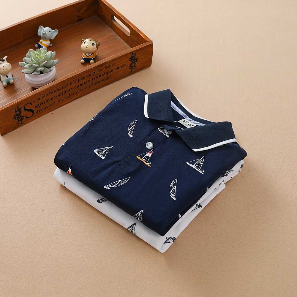Baby Boys Polo Shirts Summer Short Sleeved Print Top Shirt School Clothing 4T-12T Kids Cotton TshirtsXJ241225