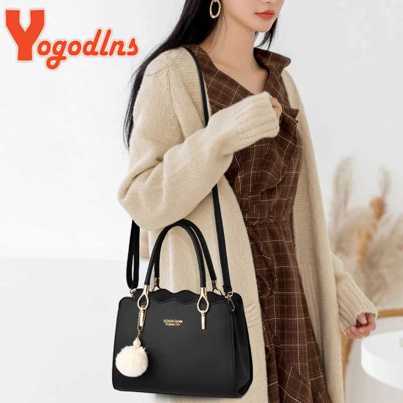 Yogodlns Women Handbags Ladies Large Tote Bag Female Square Shoulder Bags Bolsas Femininas Sac PU Leather Hairball Crossbody BagXJ241225
