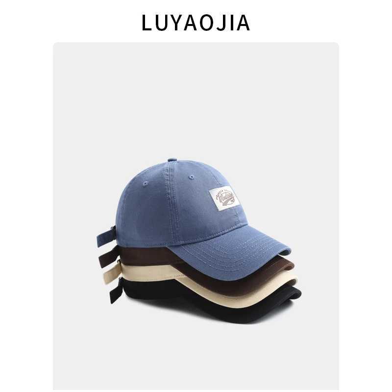 Cloth Label Letter Baseball Hat Womens Korean Style Paradigm Facial Styling Spring/Summer Couple Casual Pea Hat Mens Style W241225