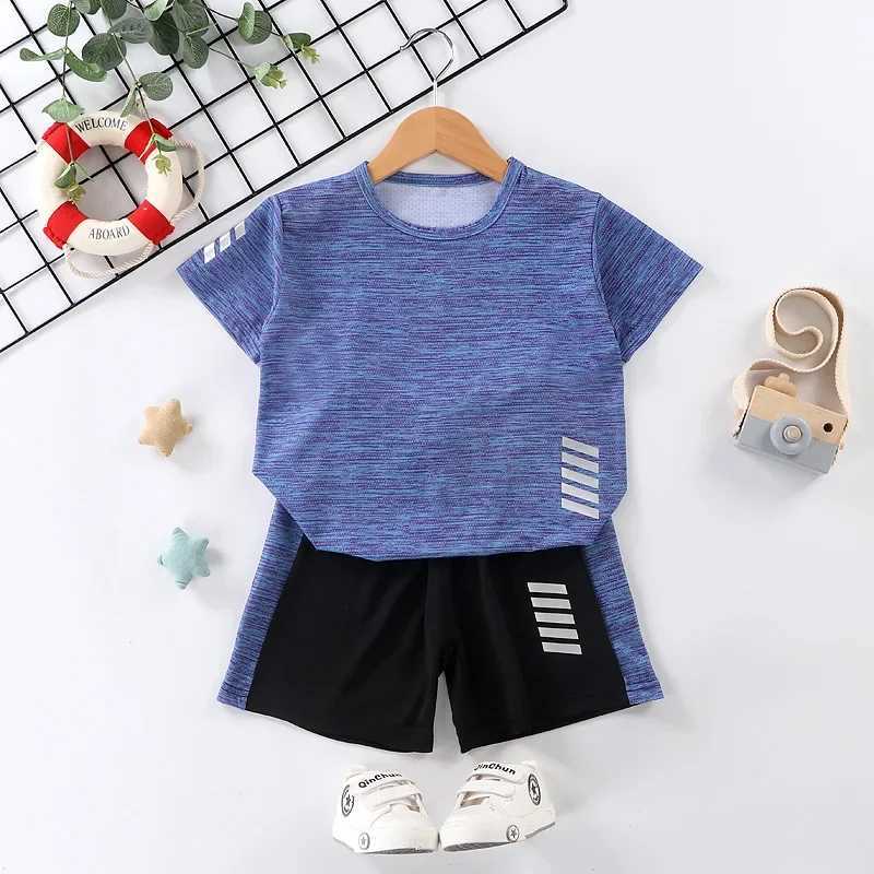 Clothing Sets Summer Kids Clothes Boys and Girls Tracksuit Quick Drying T-Shirt and Shorts 2pcs Sets Side Striped Ventilate Training Kid SuitsY241225V