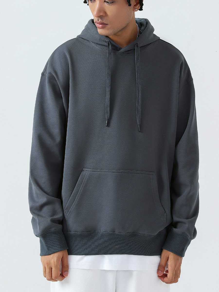 New Hoodies Sweatshirt Mens 600G Fleece Thicken Plus Size Solid Basic Essential Unisex Casual Women Pullovers Jogger Tops