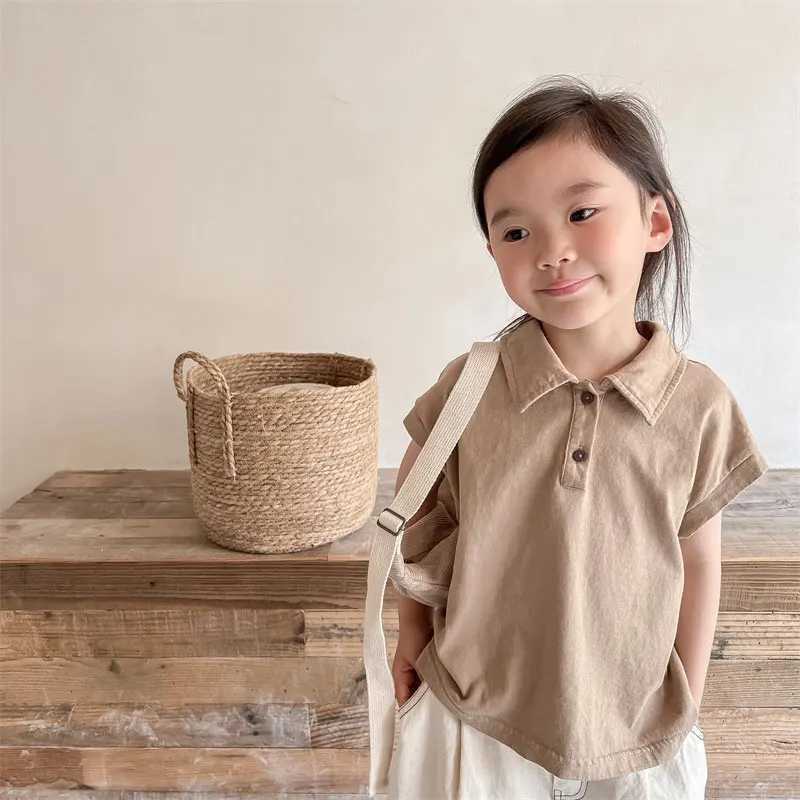 Childrens POLO Shirt Cute Embroidery Shirts for Kids Summer 2023 Solid Color Boys Short Sleeve T-shirt Fashion Girls BlouseXJ241225