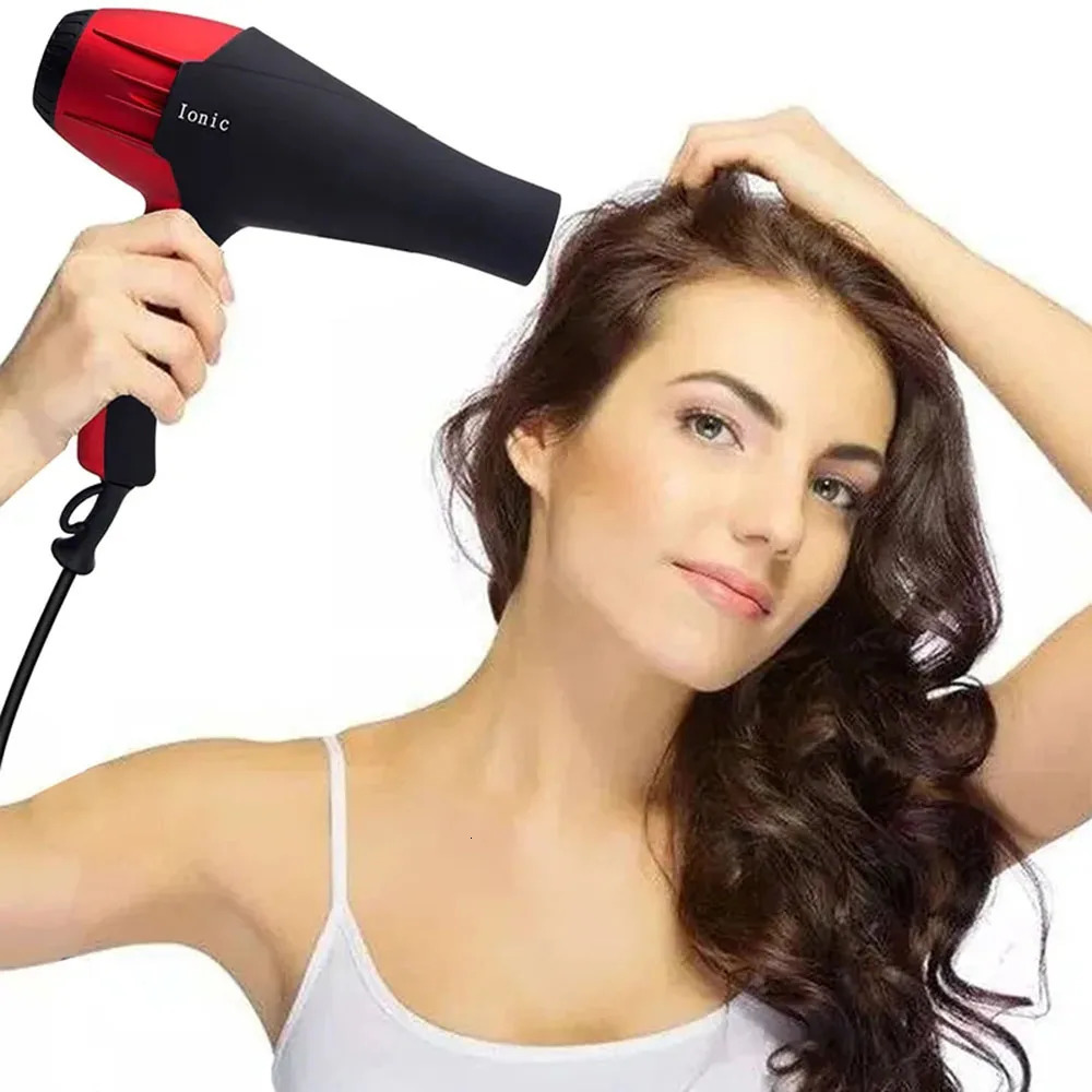 Professional Ionic Salon Hair Dryer 2200W Powerful AC Motor Ion Blow Dryer Quiet Hairdryers with 2 Concentrator Nozzle Black/Red 241225