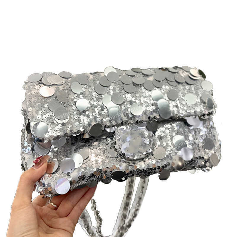 Bags Designers Classic Sequins Shoulder Bags Handbags 5A Quality Quilted Matelasse Flap Handbag Fashion Silver Metal Chain Crossbody Bag Designer Bag Coin Purse