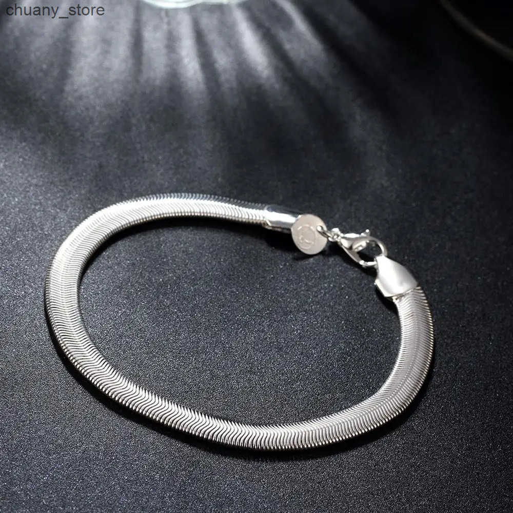 Chain Fine 18K gold 6MM soft snake bone Chain 925 Sterling silver s for Women men Fashion Party Gifts elegant Jewelry L240910