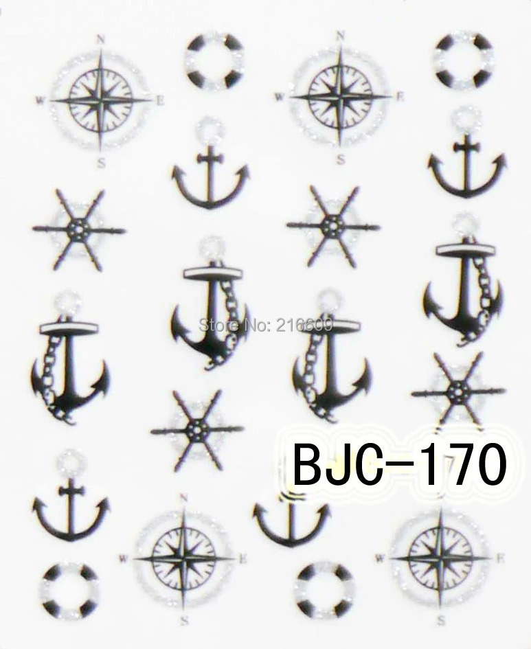 Nail 22Sheets/Lot 11 n 3D Glitter Black Anchor Sexy Cat Water Nail Sticker Nail Art Transfer Decals Decorations BJC166-176 241225