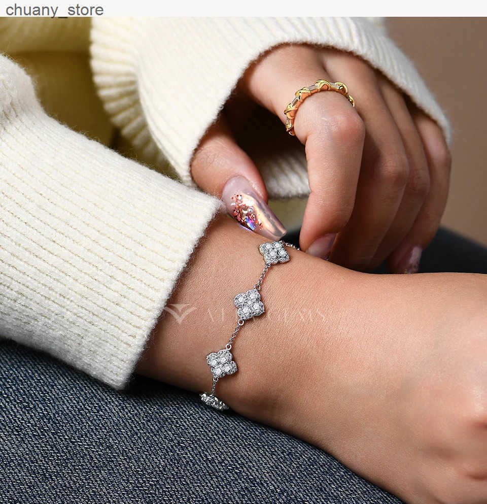 Chain ATTAGEMS Full Moissanite Diamond DVVS1 For Women 925 Sterling Silver Gold Plated Lucky Engagement Wedding Jewelry Gift L240910 L0910