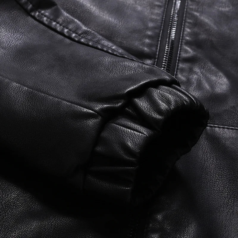Leather mens autumn slim fit Korean version handmade hooded motorcycle jacket mens coat trend 241224