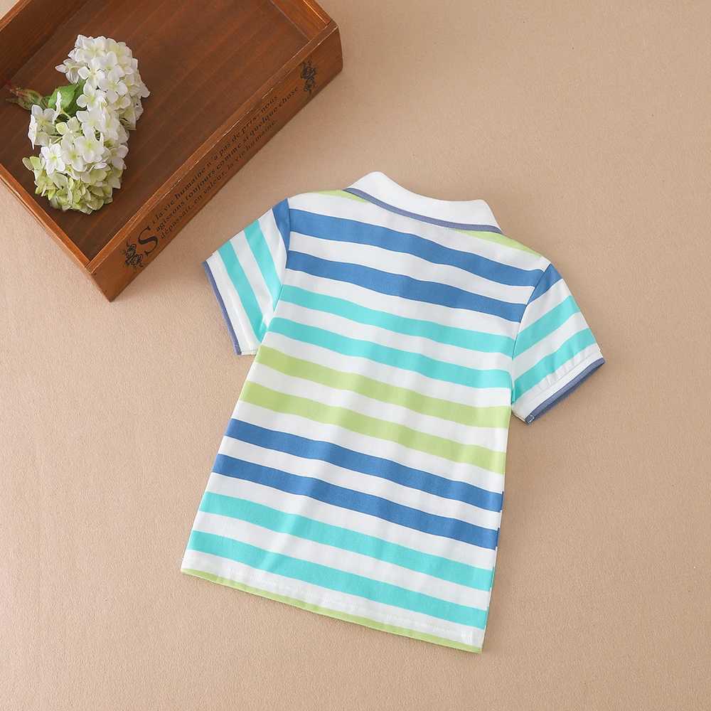 Baby Boys Polo Shirts High-quali Summer Short Sleeved Striped Top Shirt Clothes 2T-6T Kids Turn-down Collar TshirtsXJ241225