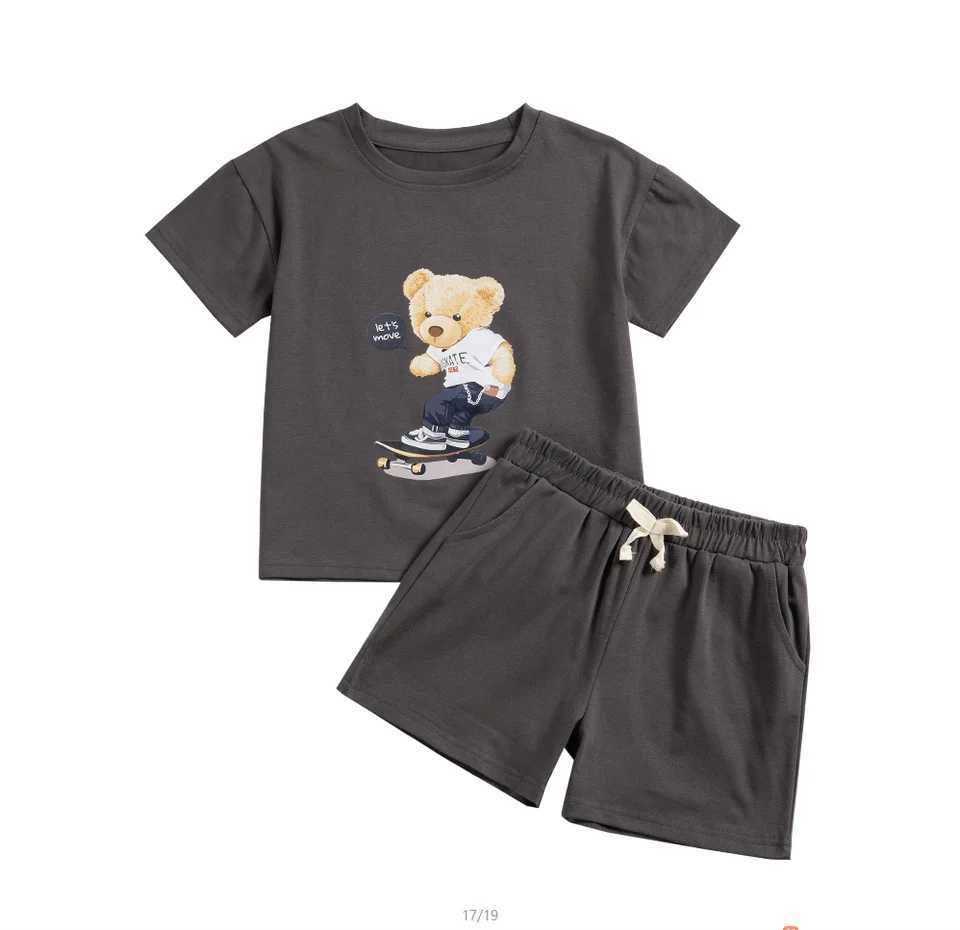 Clothing Sets 2PCS Summer Kids Clothes Sets 0-6Y Casual Short Sleeve Embroidery Tees+Shorts Suits Toddler Boys Girls Outfits SuitY241225ND1R